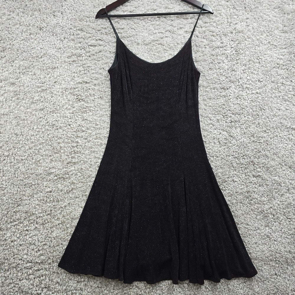 Late‎ Edition Womens Fit & Flare Dress Sparkle Knit Black Size 12 Y2K Whimsigoth